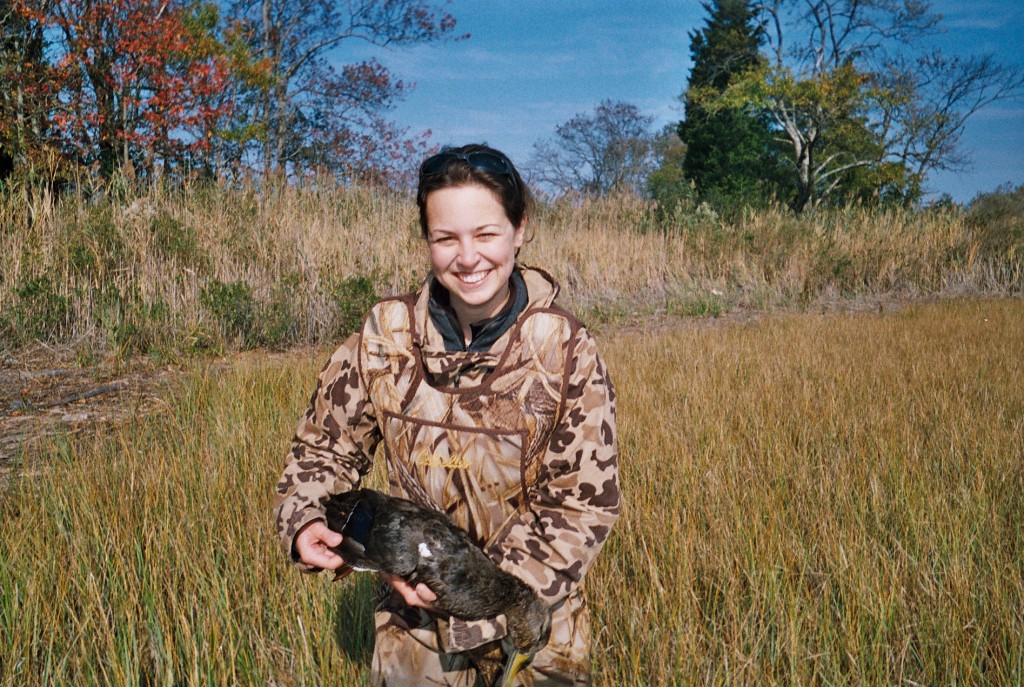 Bridget with her first duck (a black duck!) at the Forsythe National Wildlife Refuge in New Jeresy.