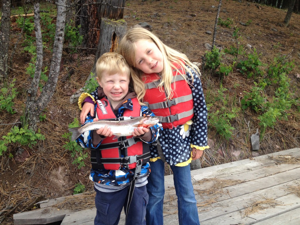 Colin and Cidney with a big Montana fish