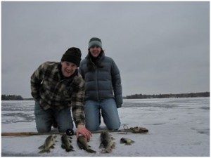 Brad and I in Duluth, MN with some northern pike (Esox lucius) and a black crappie (Pomoxis nigromaculatus)